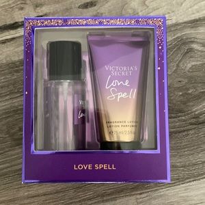Love Spell body mist and lotion set